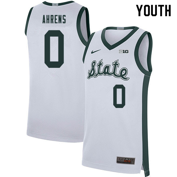 Youth Michigan State Spartans #0 Kyle Ahrens NCAA Nike Authentic White 2020 Retro College Stitched Basketball Jersey CX41M17QO